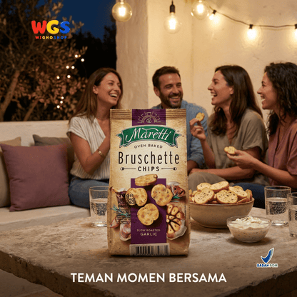 Maretti Bruschette Chips Slow Roasted Garlic 70g - Snack Roti Kering Bawang Putih