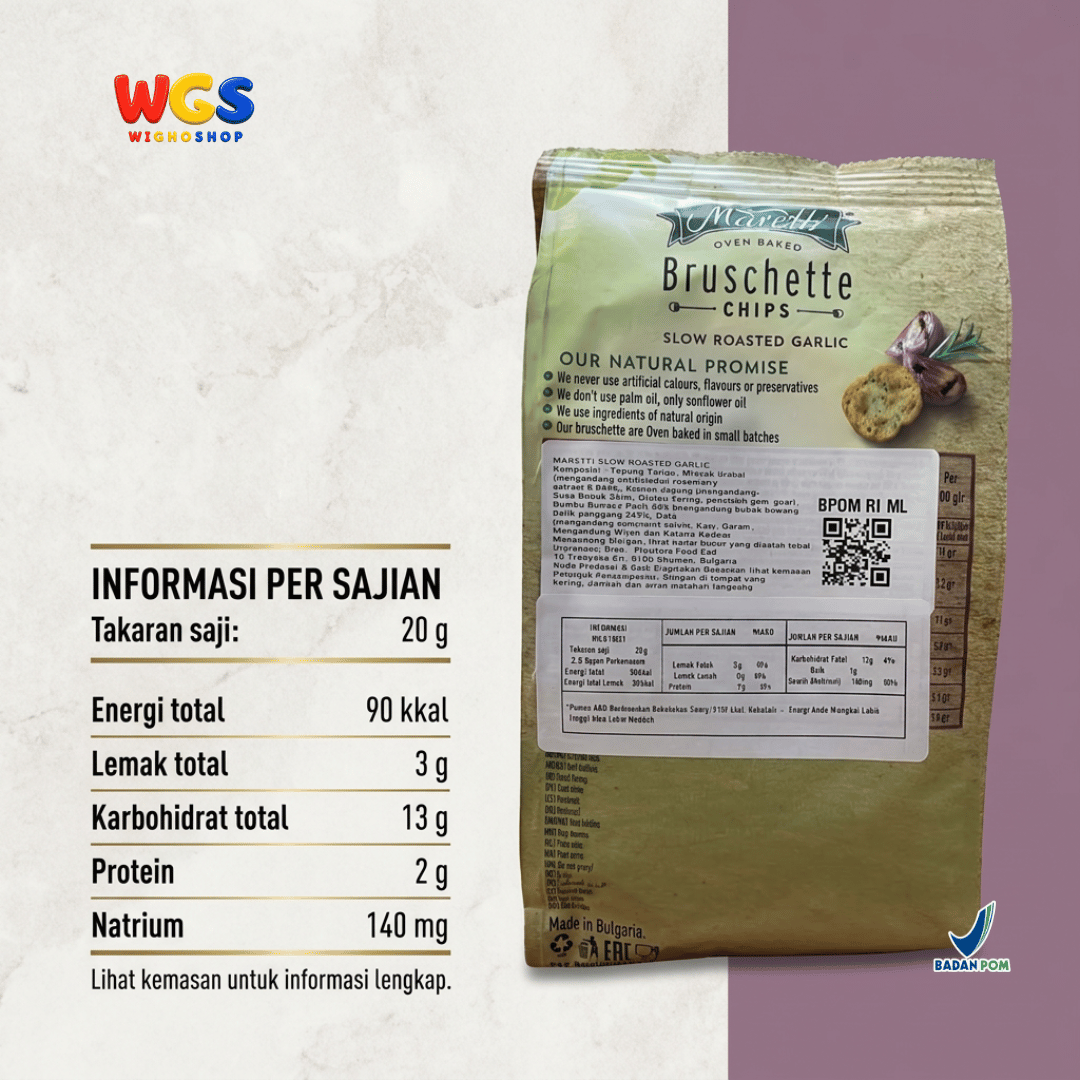 Maretti Bruschette Chips Slow Roasted Garlic 70g - Snack Roti Kering Bawang Putih
