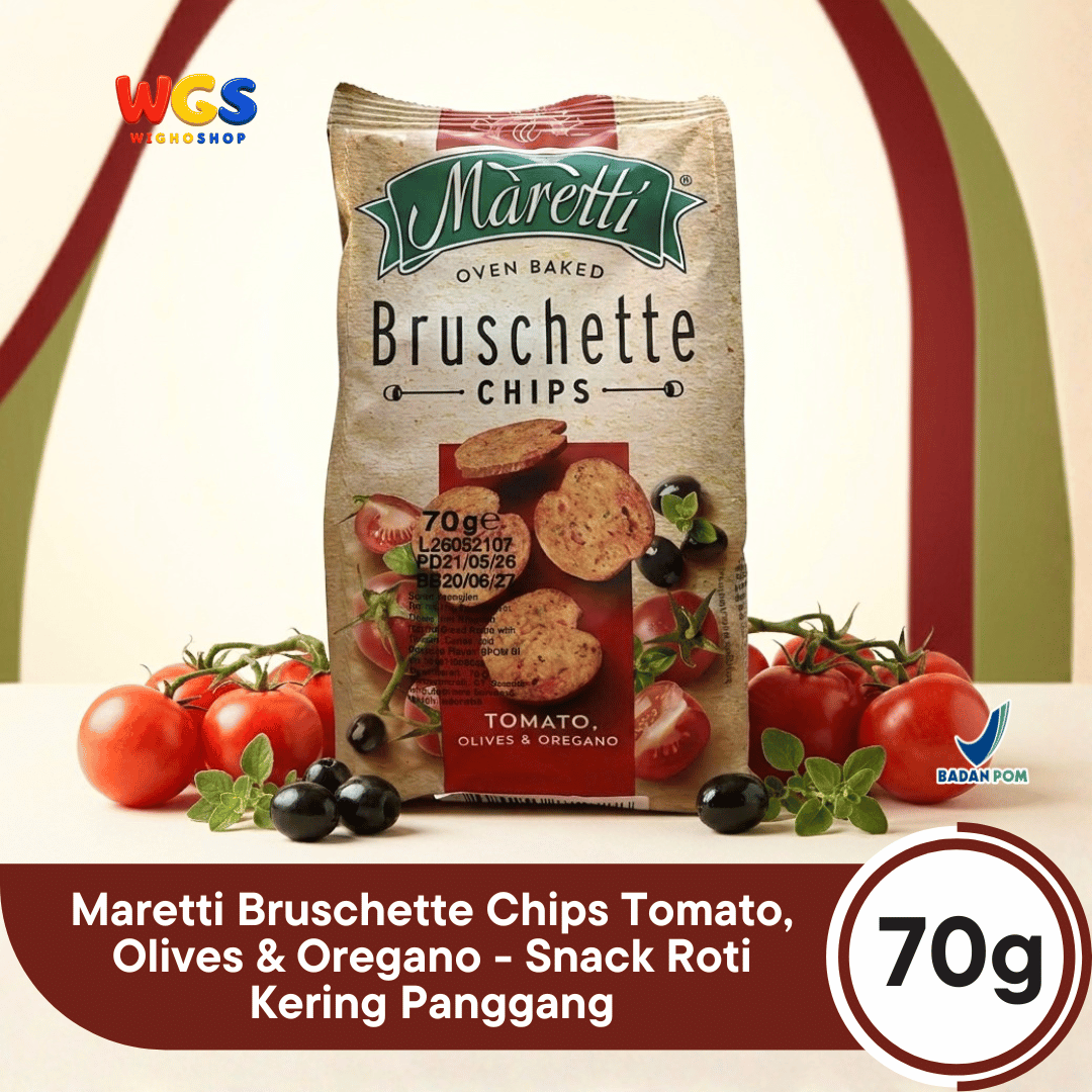 Maretti Bruschette Chips Tomato, Olives & Oregano 70g - Snack Roti Kering Panggang
