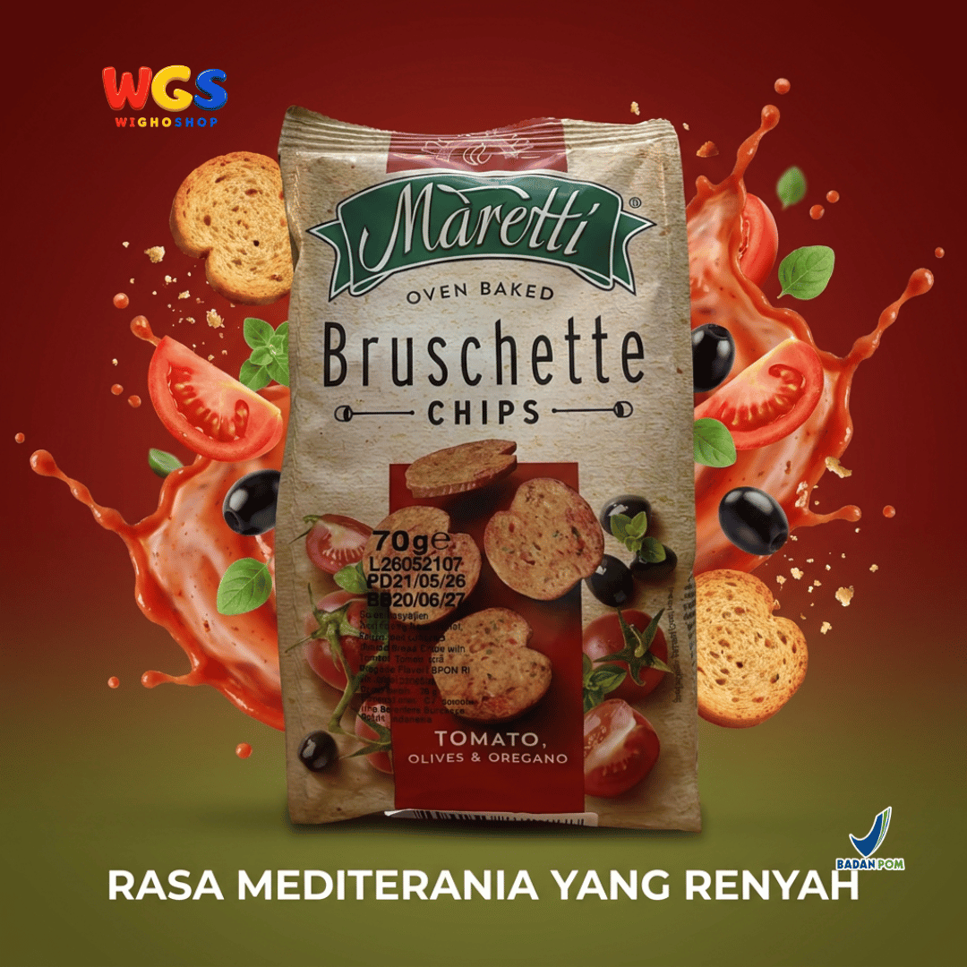 Maretti Bruschette Chips Tomato, Olives & Oregano 70g - Snack Roti Kering Panggang