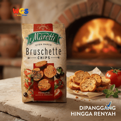 Maretti Bruschette Chips Tomato, Olives & Oregano 70g - Snack Roti Kering Panggang