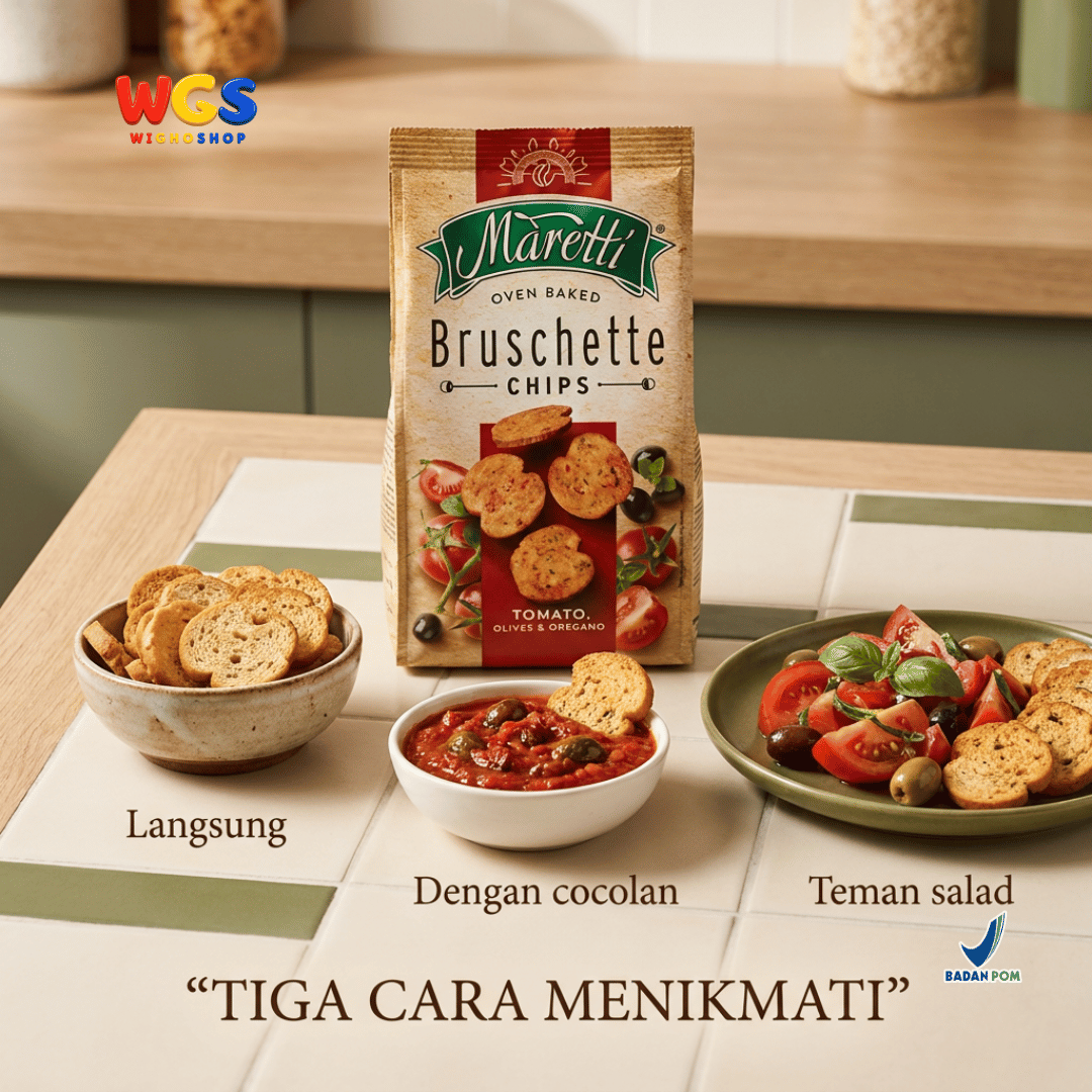 Maretti Bruschette Chips Tomato, Olives & Oregano 70g - Snack Roti Kering Panggang