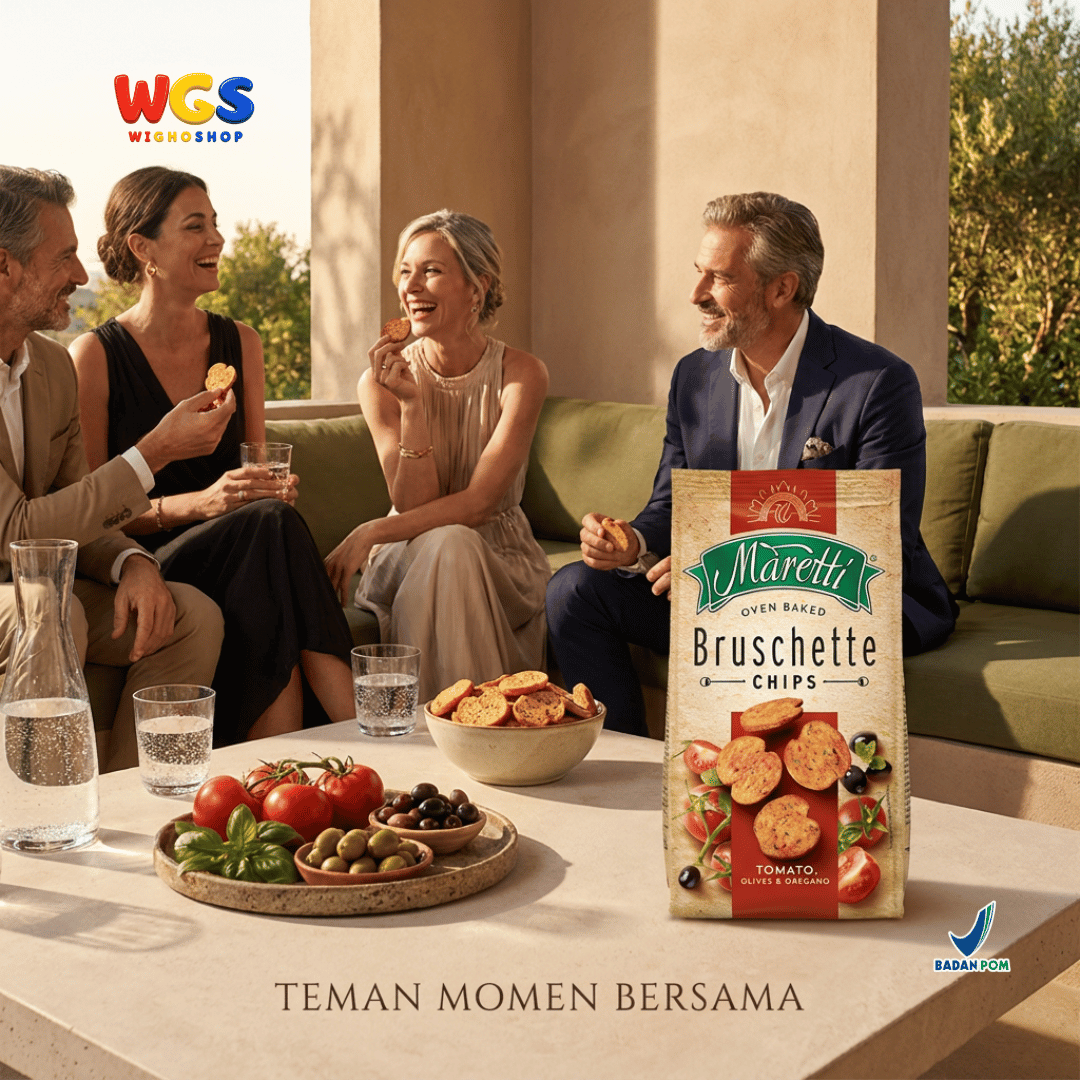 Maretti Bruschette Chips Tomato, Olives & Oregano 70g - Snack Roti Kering Panggang