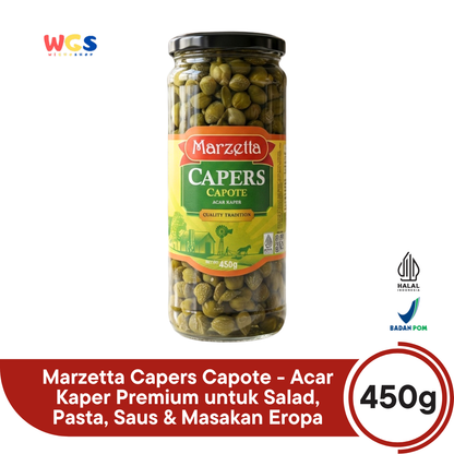 Marzetta Capers Capote 450g - Acar Kaper Premium untuk Salad, Pasta, Saus & Masakan Eropa