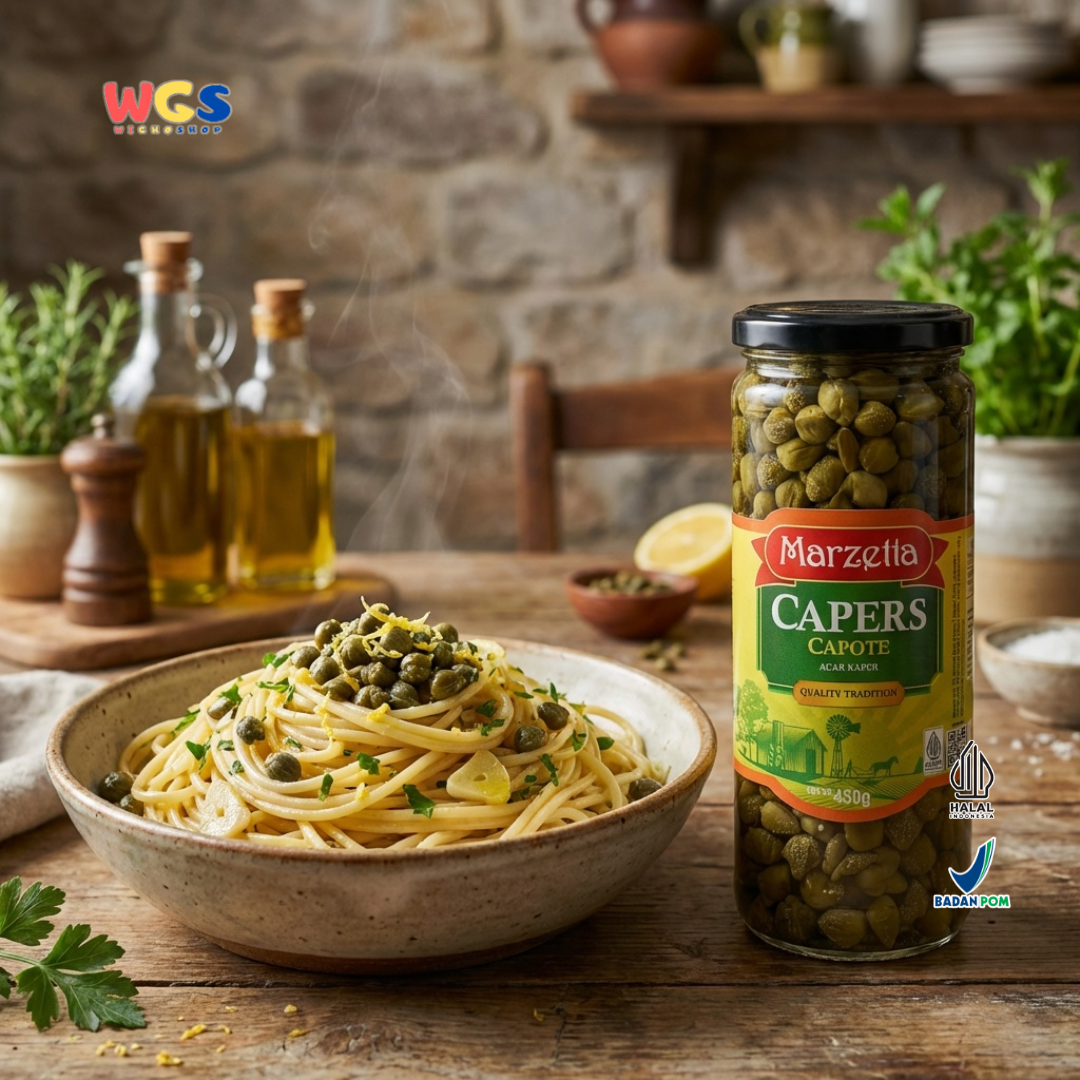 Marzetta Capers Capote 450g - Acar Kaper Premium untuk Salad, Pasta, Saus & Masakan Eropa