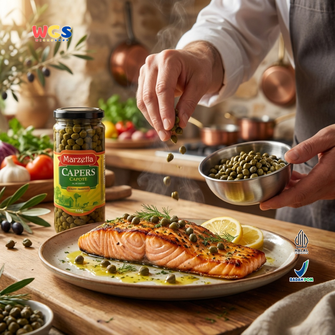 Marzetta Capers Capote 450g - Acar Kaper Premium untuk Salad, Pasta, Saus & Masakan Eropa