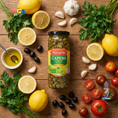 Marzetta Capers Capote 450g - Acar Kaper Premium untuk Salad, Pasta, Saus & Masakan Eropa