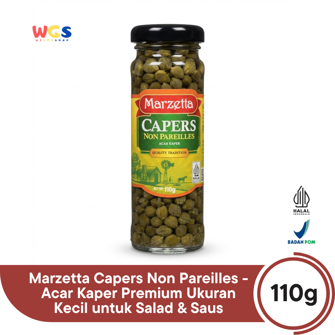 Marzetta Capers Non Pareilles 110g - Acar Kaper Premium Ukuran Kecil untuk Salad & Saus