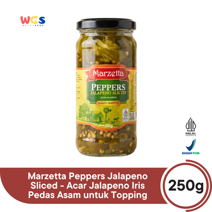 Marzetta Peppers Jalapeno Sliced 250g - Acar Jalapeno Iris Pedas Asam untuk Topping
