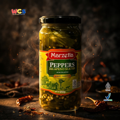 Marzetta Peppers Jalapeno Sliced 250g - Acar Jalapeno Iris Pedas Asam untuk Topping
