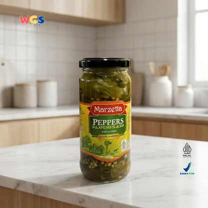 Marzetta Peppers Jalapeno Sliced 250g - Acar Jalapeno Iris Pedas Asam untuk Topping