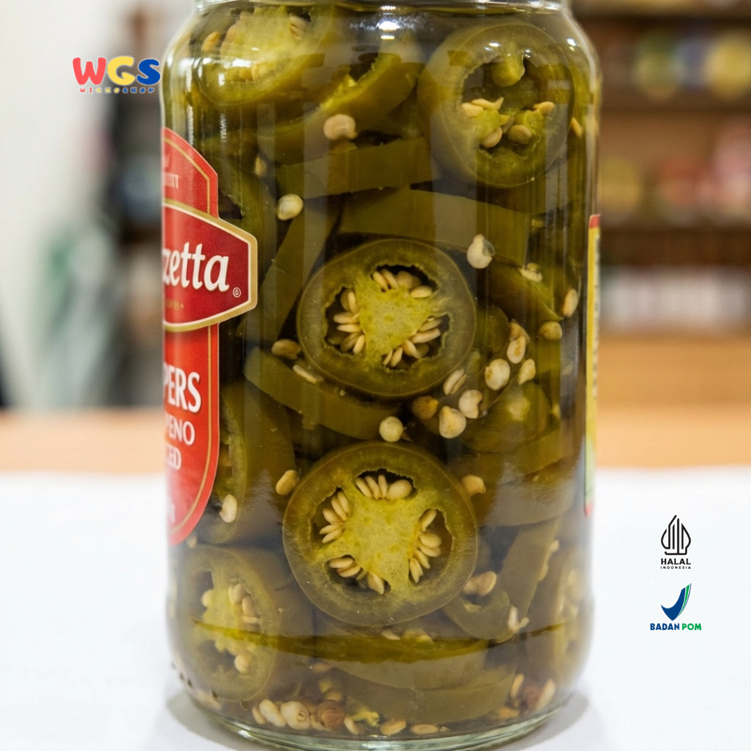Marzetta Peppers Jalapeno Sliced 250g - Acar Jalapeno Iris Pedas Asam untuk Topping