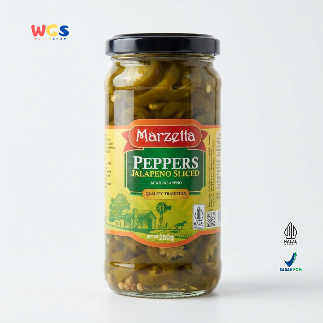 Marzetta Peppers Jalapeno Sliced 250g - Acar Jalapeno Iris Pedas Asam untuk Topping