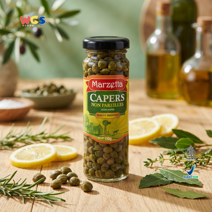 Marzetta Capers Non Pareilles 110g - Acar Kaper Premium Ukuran Kecil untuk Salad & Saus