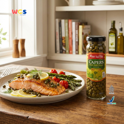 Marzetta Capers Non Pareilles 110g - Acar Kaper Premium Ukuran Kecil untuk Salad & Saus
