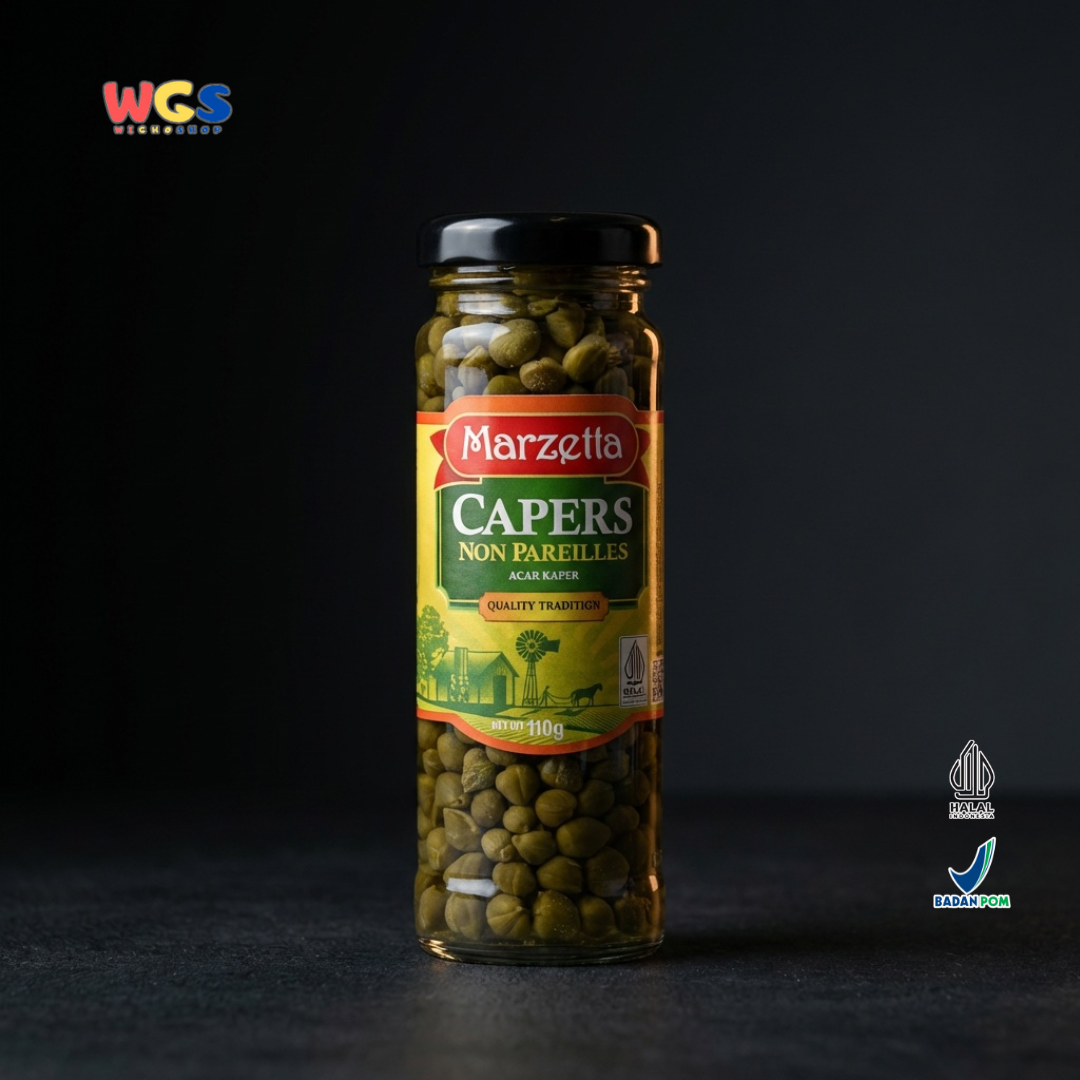 Marzetta Capers Non Pareilles 110g - Acar Kaper Premium Ukuran Kecil untuk Salad & Saus