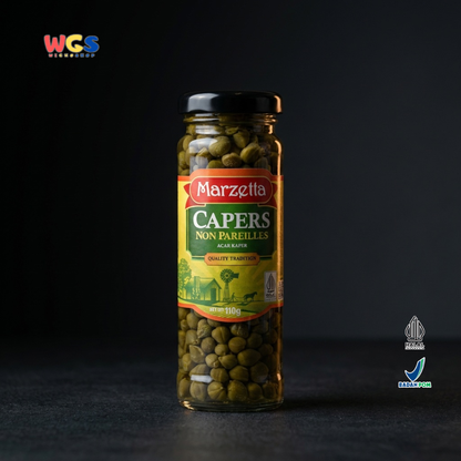 Marzetta Capers Non Pareilles 110g - Acar Kaper Premium Ukuran Kecil untuk Salad & Saus