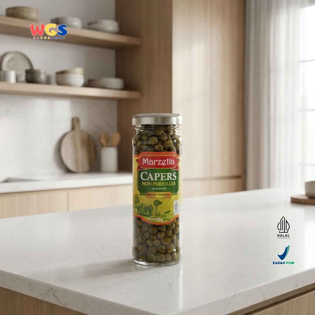 Marzetta Capers Non Pareilles 110g - Acar Kaper Premium Ukuran Kecil untuk Salad & Saus