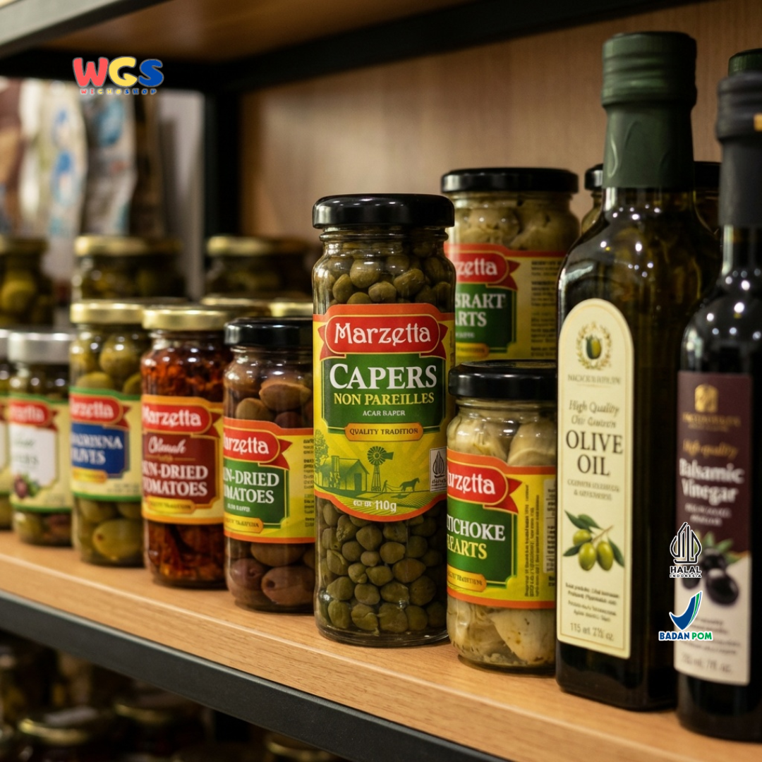 Marzetta Capers Non Pareilles 110g - Acar Kaper Premium Ukuran Kecil untuk Salad & Saus