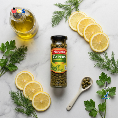 Marzetta Capers Non Pareilles 110g - Acar Kaper Premium Ukuran Kecil untuk Salad & Saus