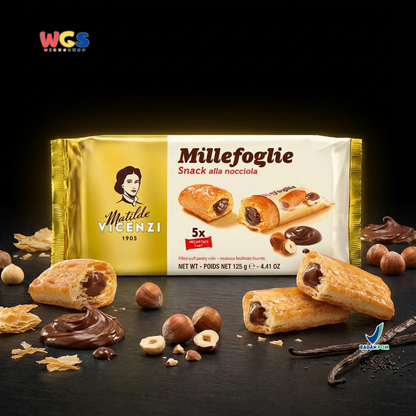 Matilde Vicenzi Millefoglie D'Italia Mini Puff Hazelnut Cream Biscuits