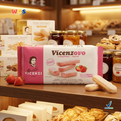 Matilde Vicenzi Vicenzovo Strawberry Ladyfinger 200g - Biskuit Lady Finger Stroberi Premium Italia untuk Tiramisu, Dessert, Trifle & Camilan