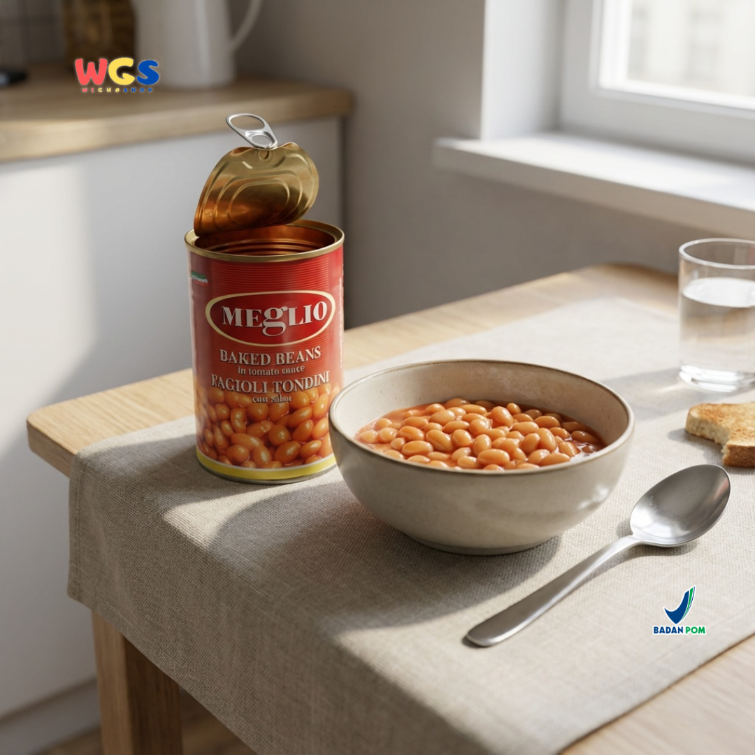 Meglio Baked Beans Fagioli Tondini 425g - Kacang Merah dalam Saus Tomat Kaleng