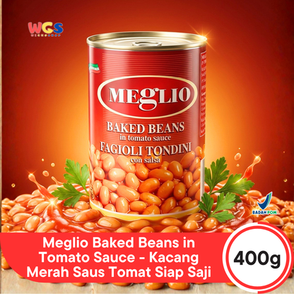 Meglio Baked Beans in Tomato Sauce 400g - Kacang Merah Saus Tomat Siap Saji