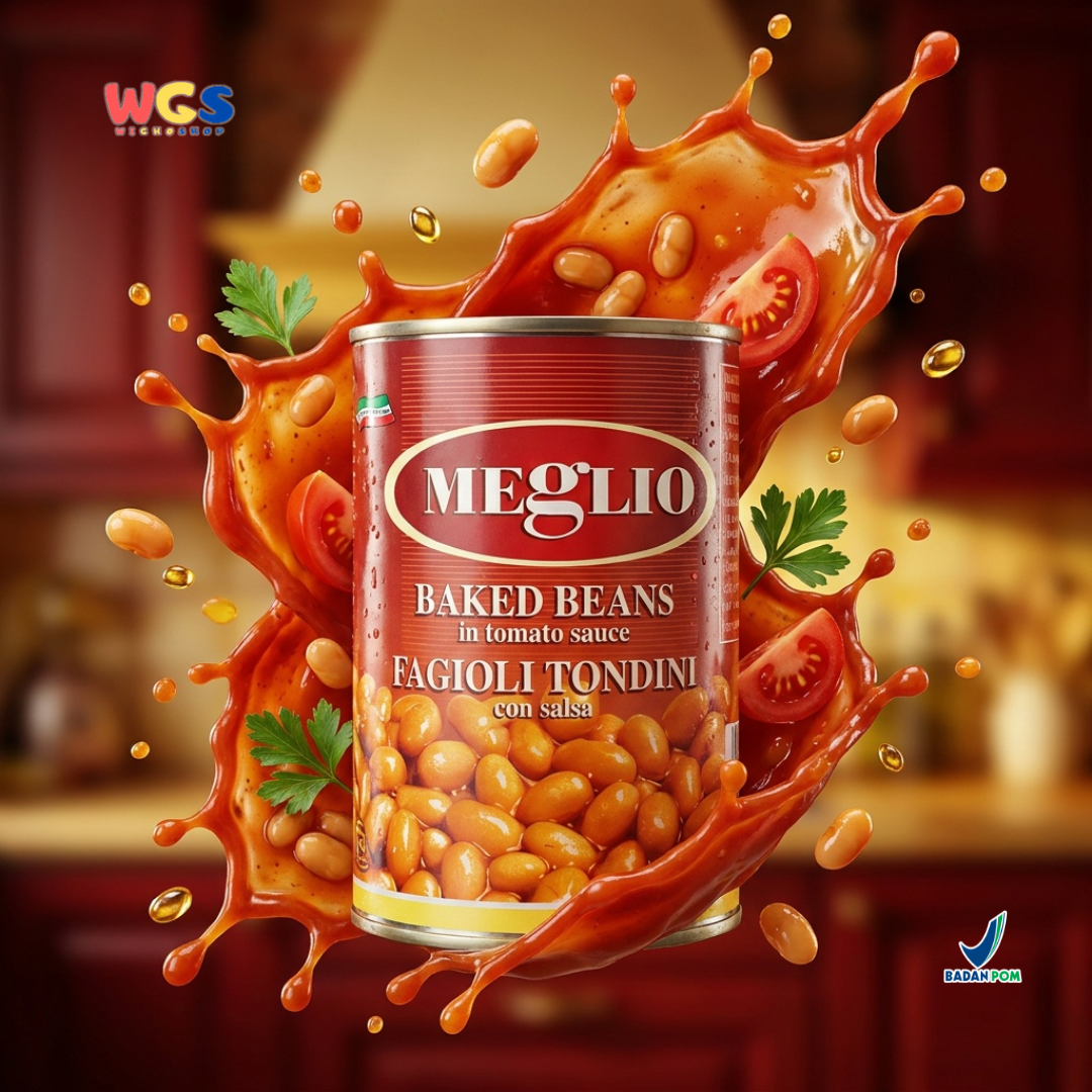 Meglio Baked Beans in Tomato Sauce 400g - Kacang Merah Saus Tomat Siap Saji