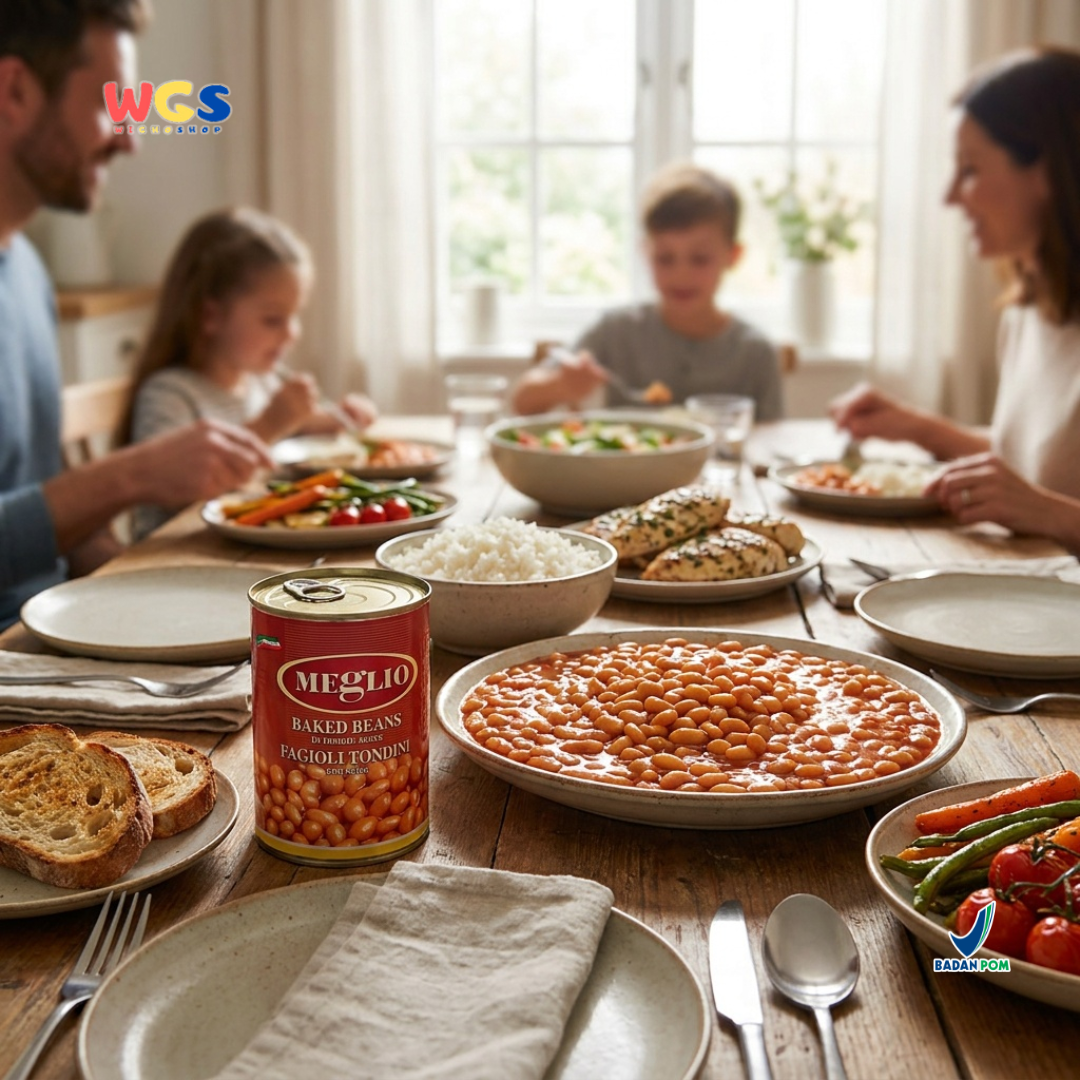 Meglio Baked Beans in Tomato Sauce 400g - Kacang Merah Saus Tomat Siap Saji