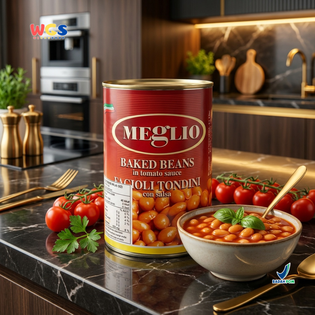 Meglio Baked Beans in Tomato Sauce 400g - Kacang Merah Saus Tomat Siap Saji