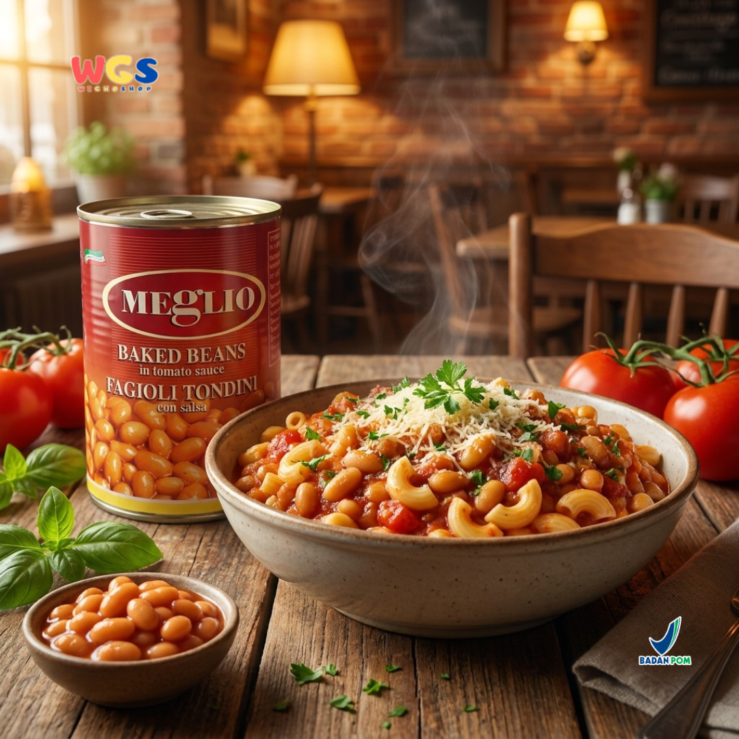 Meglio Baked Beans in Tomato Sauce 400g - Kacang Merah Saus Tomat Siap Saji