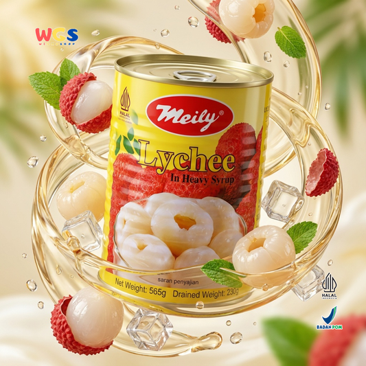 Meily Lychee in Heavy Syrup 565g - Buah Leci Kaleng Sirup Dessert Es Buah Pudding Minuman Topping Segar