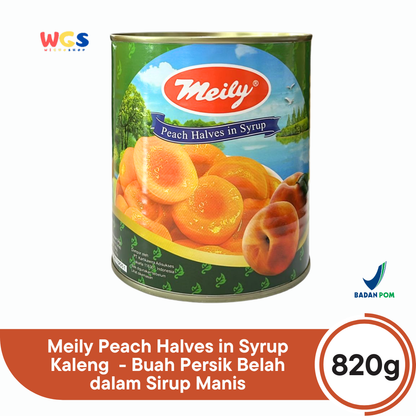Meily Peach Halves in Syrup Kaleng ±820g – Buah Persik Belah dalam Sirup Manis