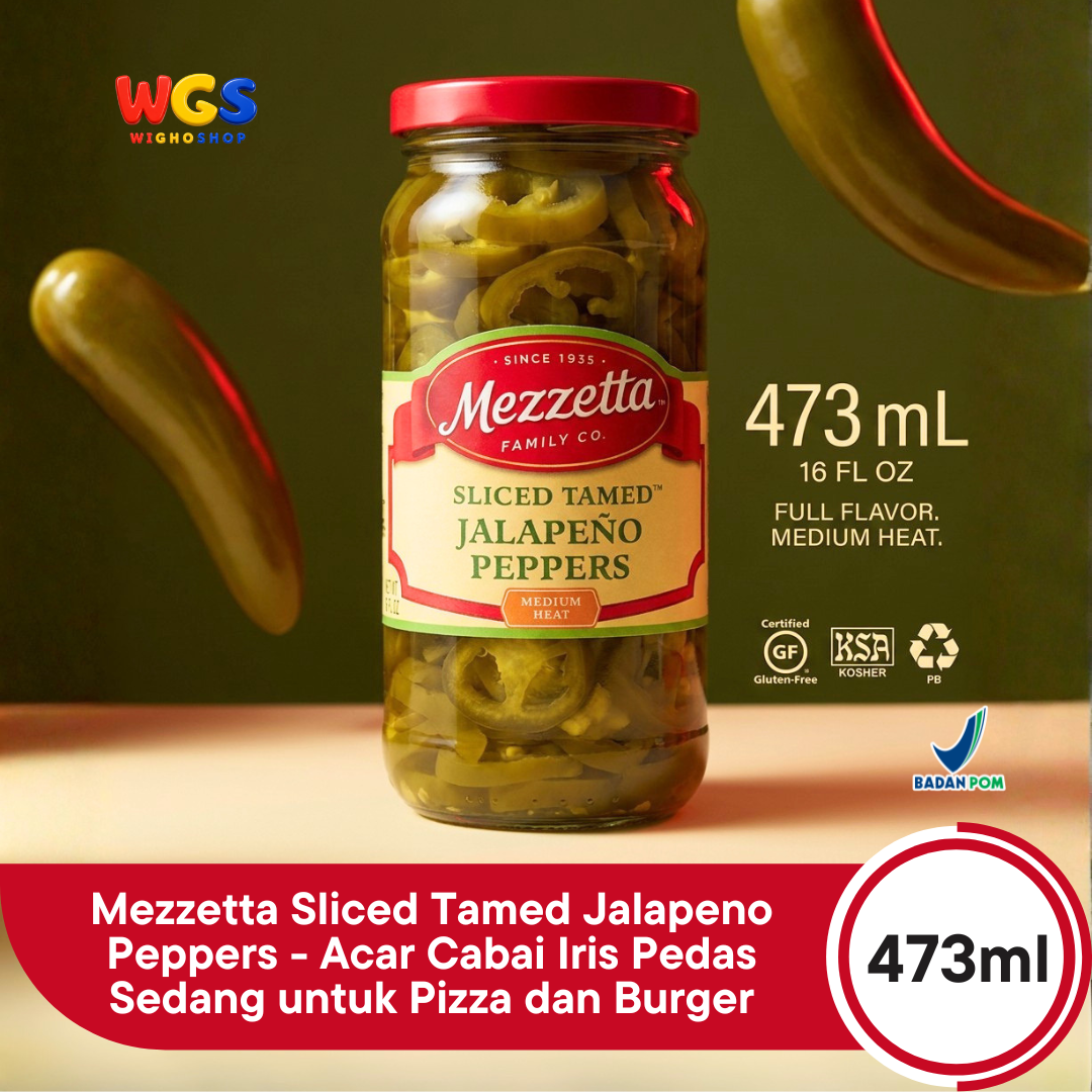 Mezzetta Sliced ​​Tamed Jalapeño Peppers 473 mL – Medium Spicy, Delicious, and Versatile Sliced ​​Jalapeños