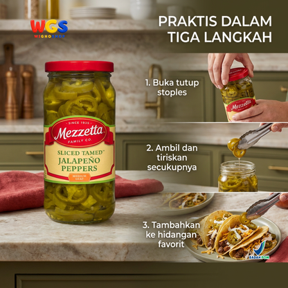 Mezzetta Sliced ​​Tamed Jalapeño Peppers 473 mL – Medium Spicy, Delicious, and Versatile Sliced ​​Jalapeños