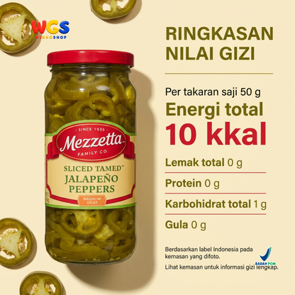 Mezzetta Sliced ​​Tamed Jalapeño Peppers 473 mL – Medium Spicy, Delicious, and Versatile Sliced ​​Jalapeños