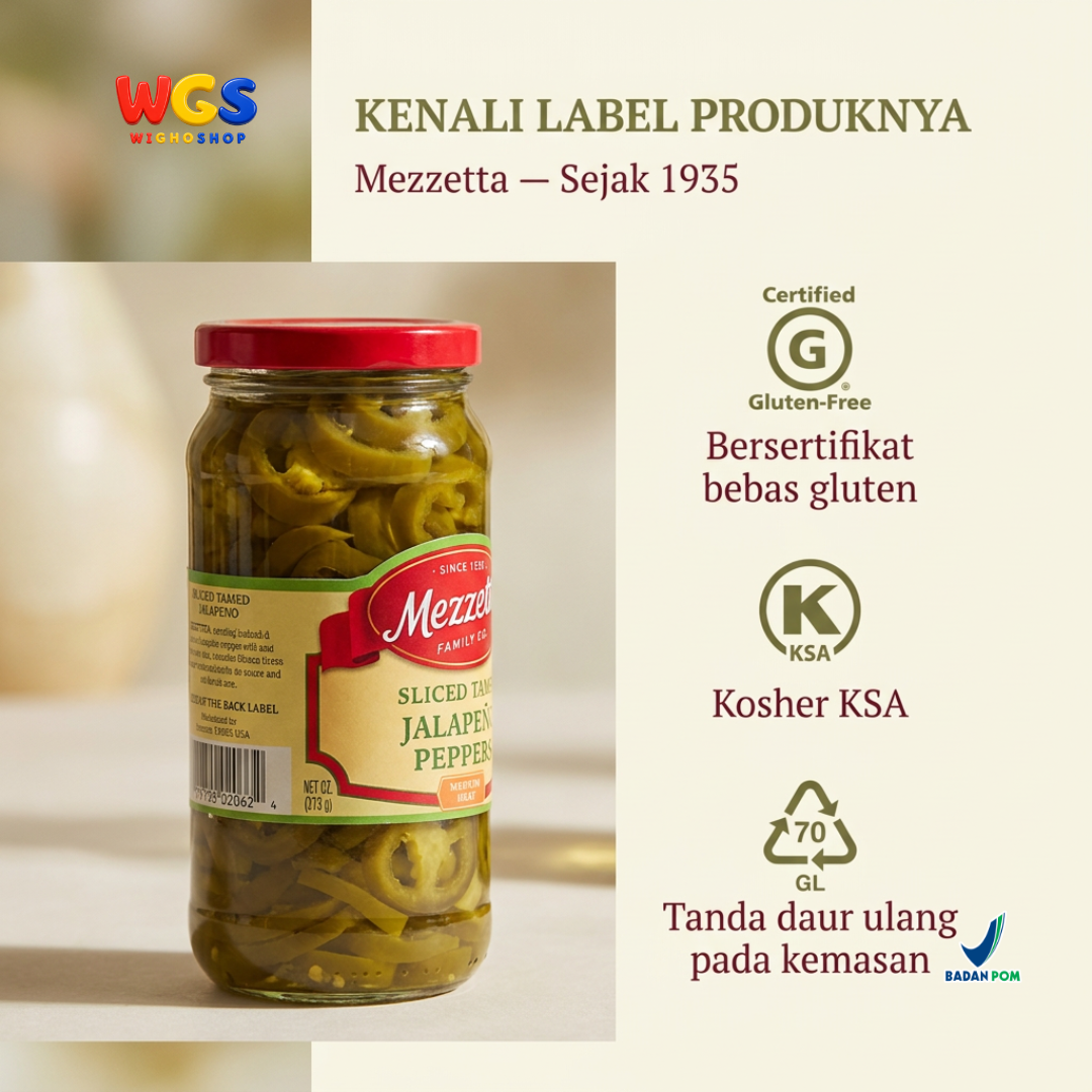 Mezzetta Sliced ​​Tamed Jalapeño Peppers 473 mL – Medium Spicy, Delicious, and Versatile Sliced ​​Jalapeños