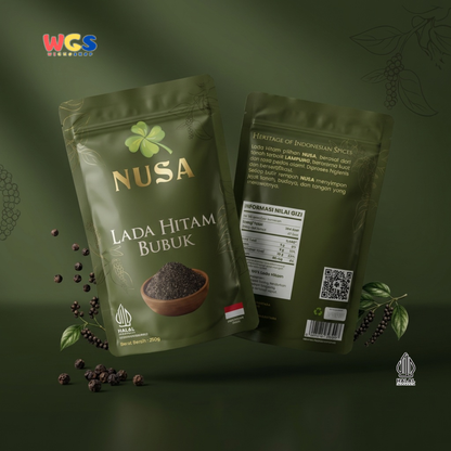NUSA Lada Hitam Bubuk 250g - Merica Hitam Halus Asli Bumbu Dapur Premium