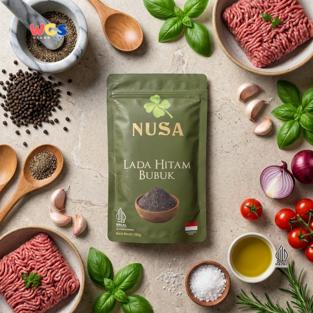 NUSA Lada Hitam Bubuk 250g - Merica Hitam Halus Asli Bumbu Dapur Premium