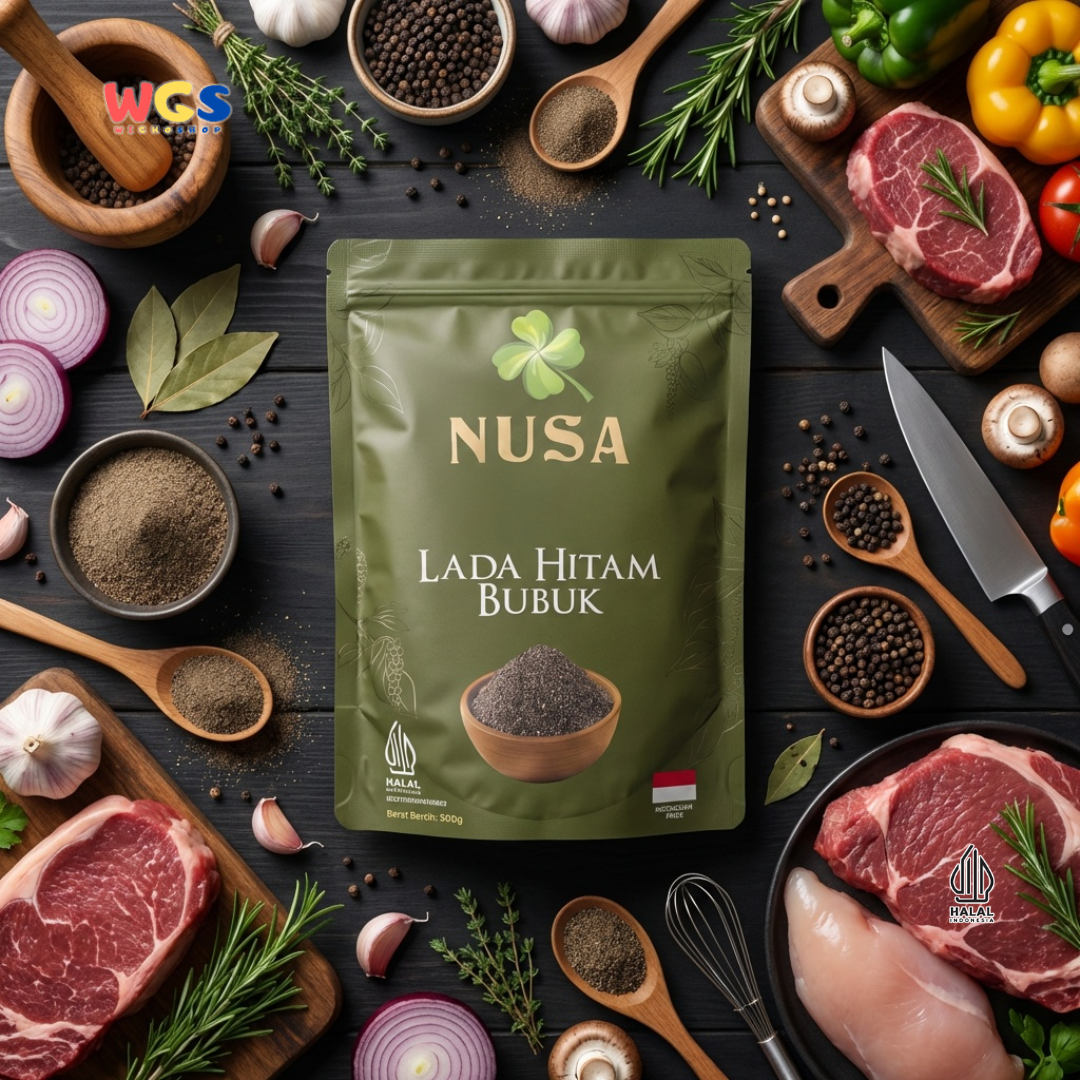 NUSA Lada Hitam Bubuk 500g - Merica Hitam Halus Asli Bumbu Dapur Premium
