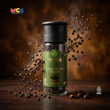 NUSA Lada Hitam Butir 55g dengan Grinder - Black Pepper Whole Biji Merica Premium Lampung