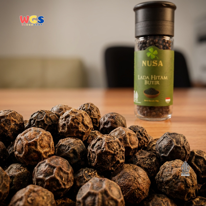NUSA Lada Hitam Butir 55g dengan Grinder - Black Pepper Whole Biji Merica Premium Lampung