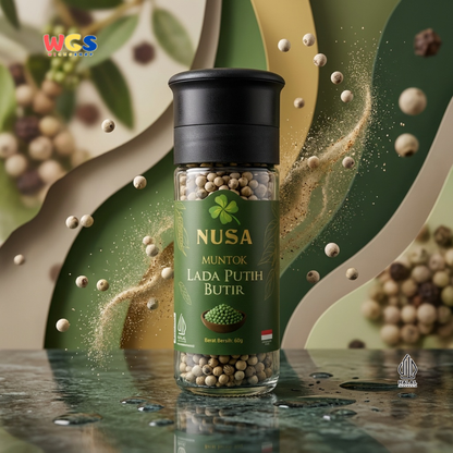 NUSA Muntok Lada Putih Butir 60g Grinder - Merica Putih Utuh Asli Bumbu Premium