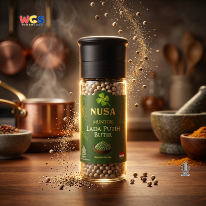 NUSA Muntok Lada Putih Butir 60g Grinder - Merica Putih Utuh Asli Bumbu Premium