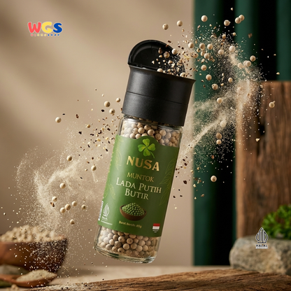 NUSA Muntok Lada Putih Butir 60g Grinder - Merica Putih Utuh Asli Bumbu Premium