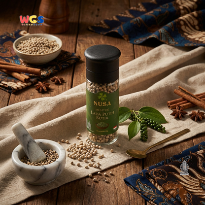 NUSA Muntok Lada Putih Butir 60g Grinder - Merica Putih Utuh Asli Bumbu Premium