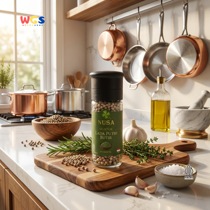 NUSA Muntok Lada Putih Butir 60g Grinder - Merica Putih Utuh Asli Bumbu Premium