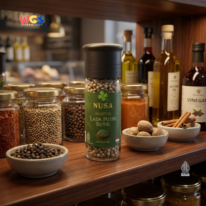 NUSA Muntok Lada Putih Butir 60g Grinder - Merica Putih Utuh Asli Bumbu Premium