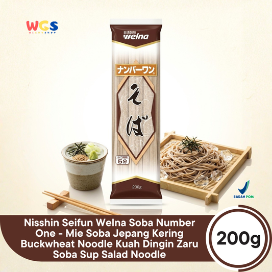 Nisshin Seifun Welna Soba Number One 200g - Mie Soba Jepang Kering Buckwheat Noodle Kuah Dingin Zaru Soba Sup Salad Noodle